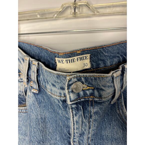 Free People We The Free Risk Taker Mid Rise Jeans Raw Hem Medium Wash 30 - Picture 6 of 11